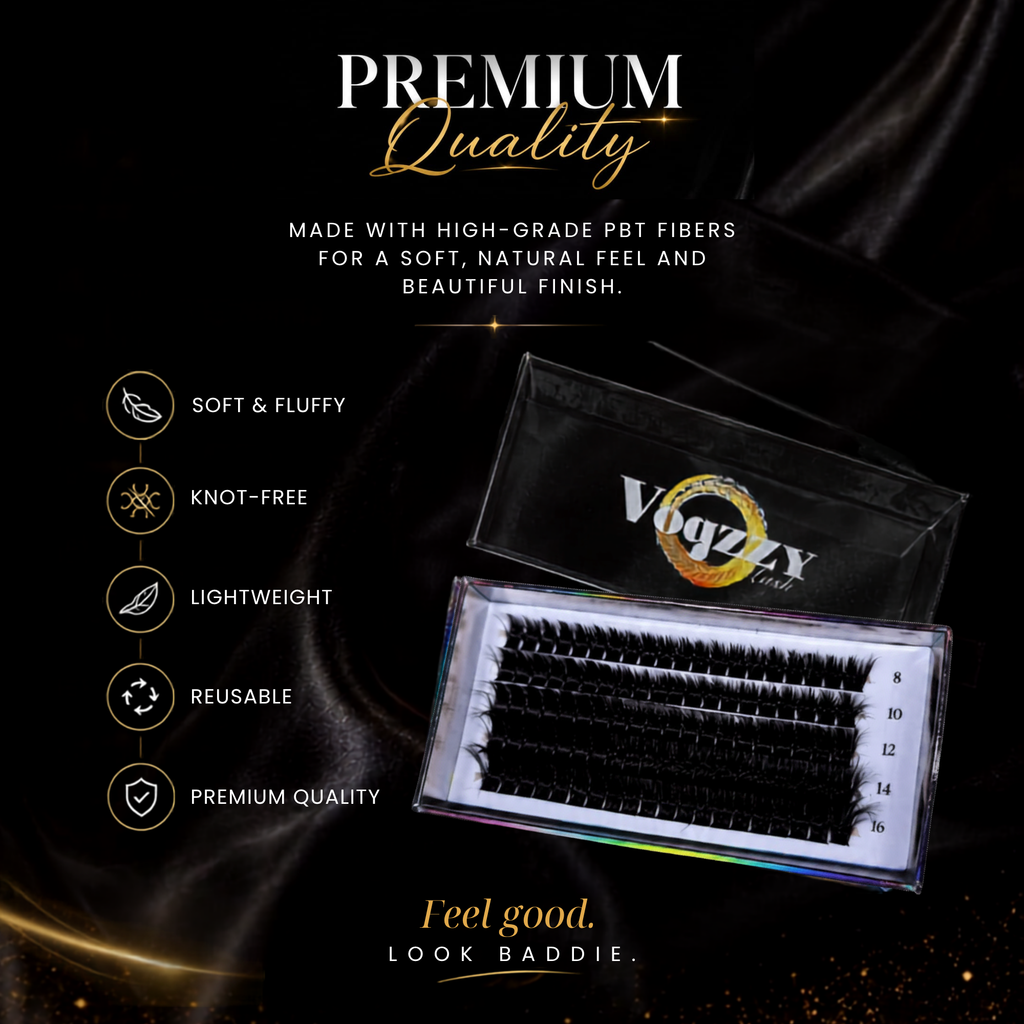 Vogzzy Premium Pre-Spiked Cluster Lashes — Slim